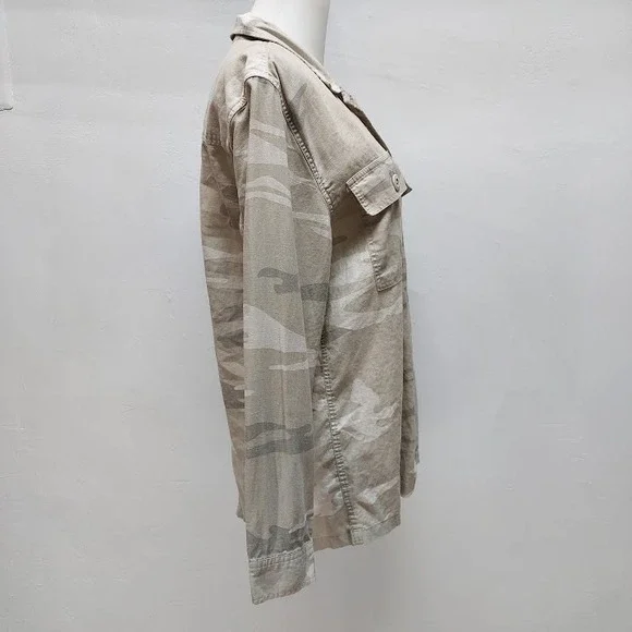 Rails Everett Desert Camo Shirt Women's XS Beige Linen Blend Utility Military - Picture 2 of 8